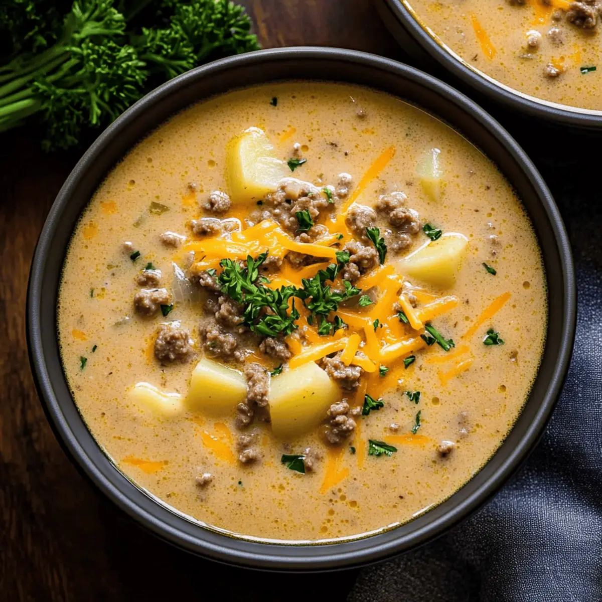 Cheesy Beef and Potato Soup