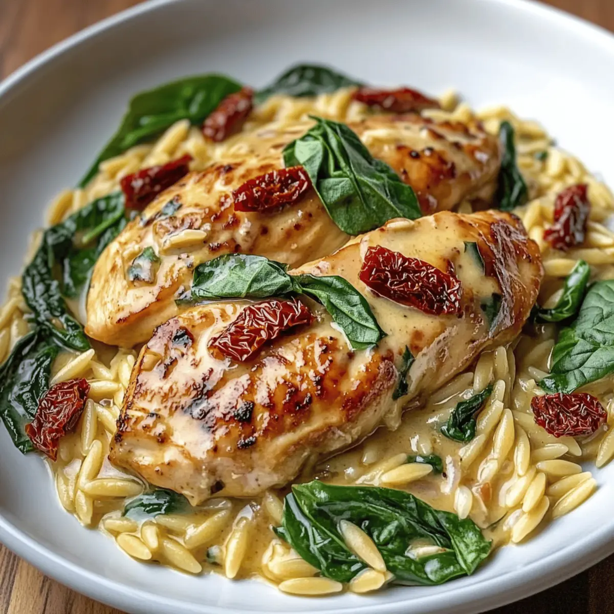 Slow Cooker Creamy Tuscan Chicken Orzo