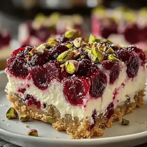 Cherry Pistachio Cheesecake Bars