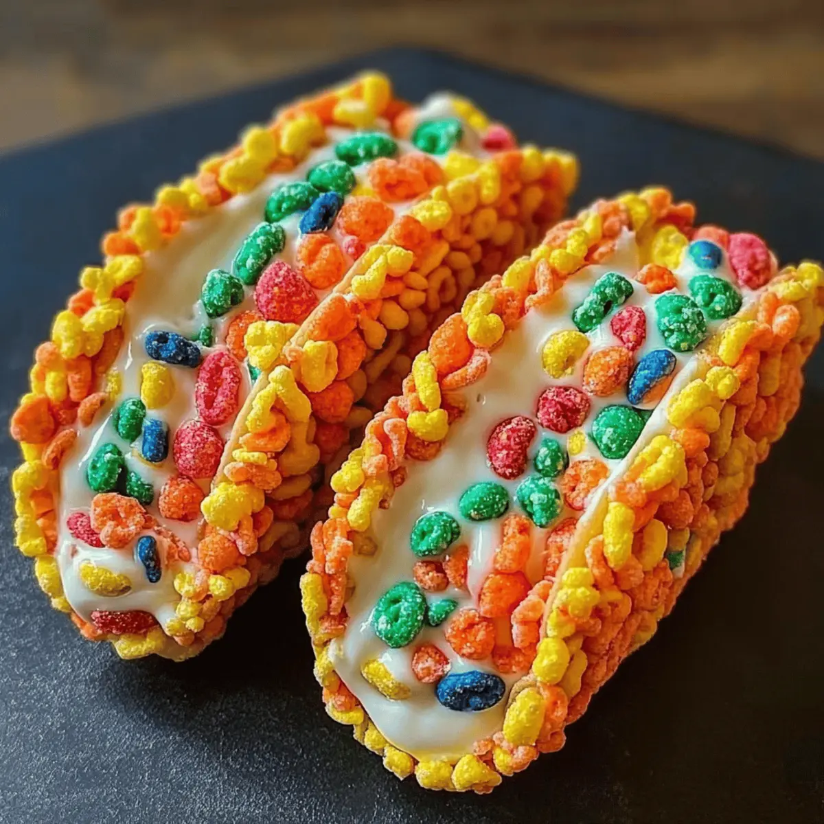 Fruity Pebbles Cheesecake Tacos