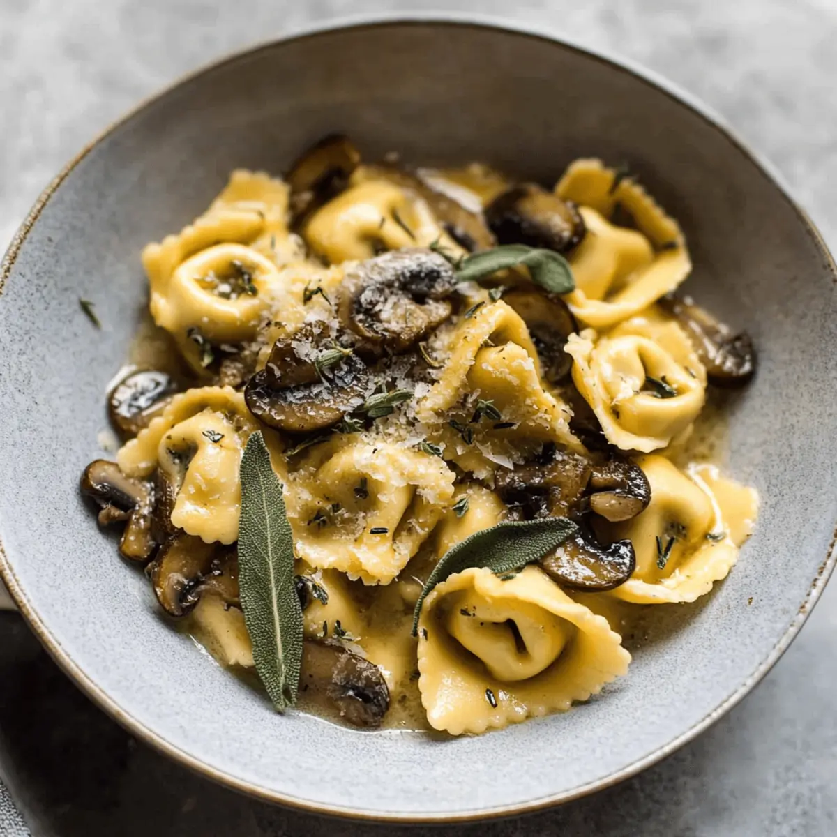Cheese Tortellini with Butter Mushrooms and Crispy Sage rbjppt