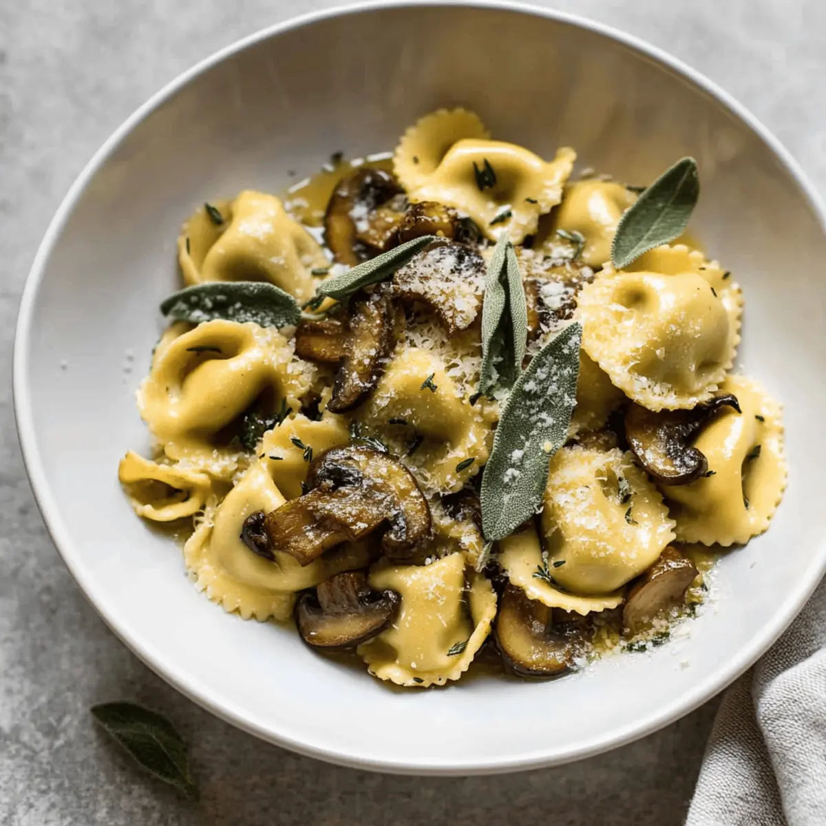 Cheese Tortellini with Butter Mushrooms and Crispy Sage ydoci5
