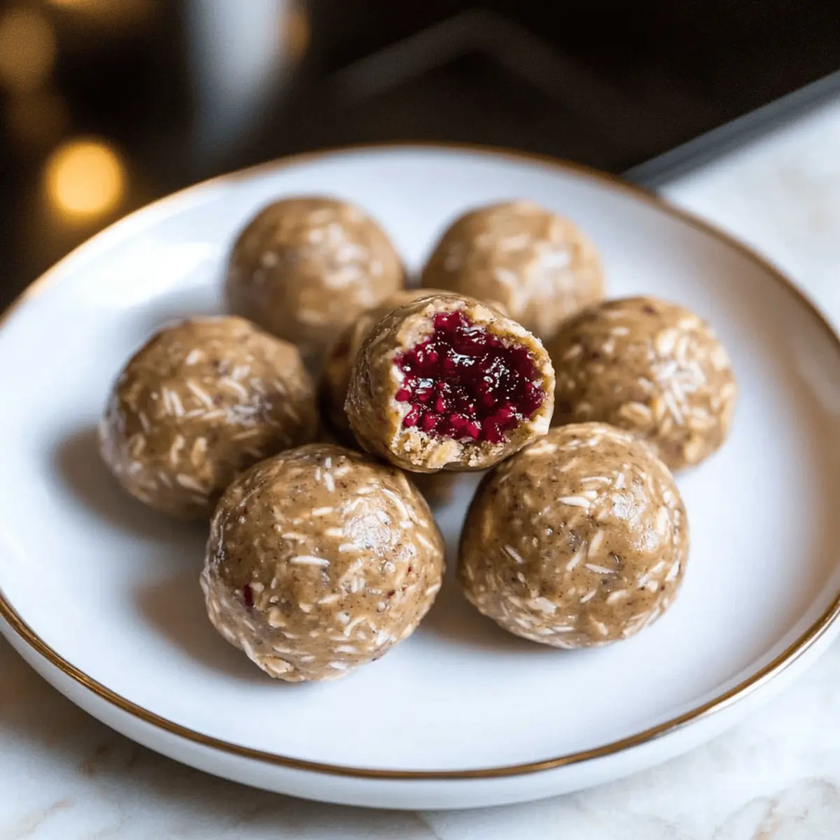Peanut Butter Jelly Protein Balls hwwwhh