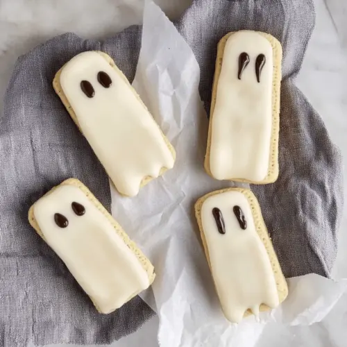 Chocolate Dipped Ghost Wafer Cookies