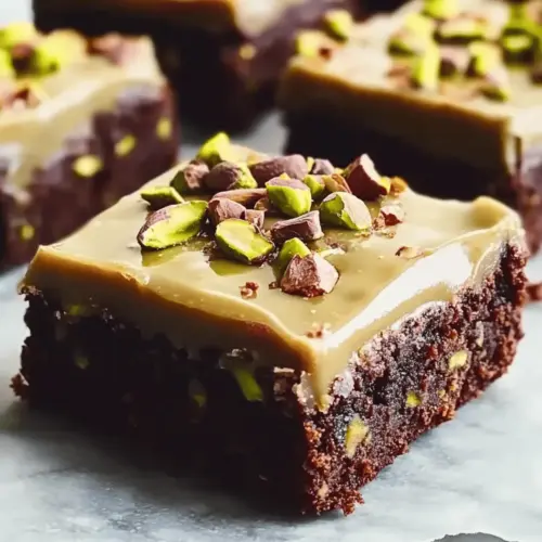 Pistachio Brownies with Pistachio Ganache