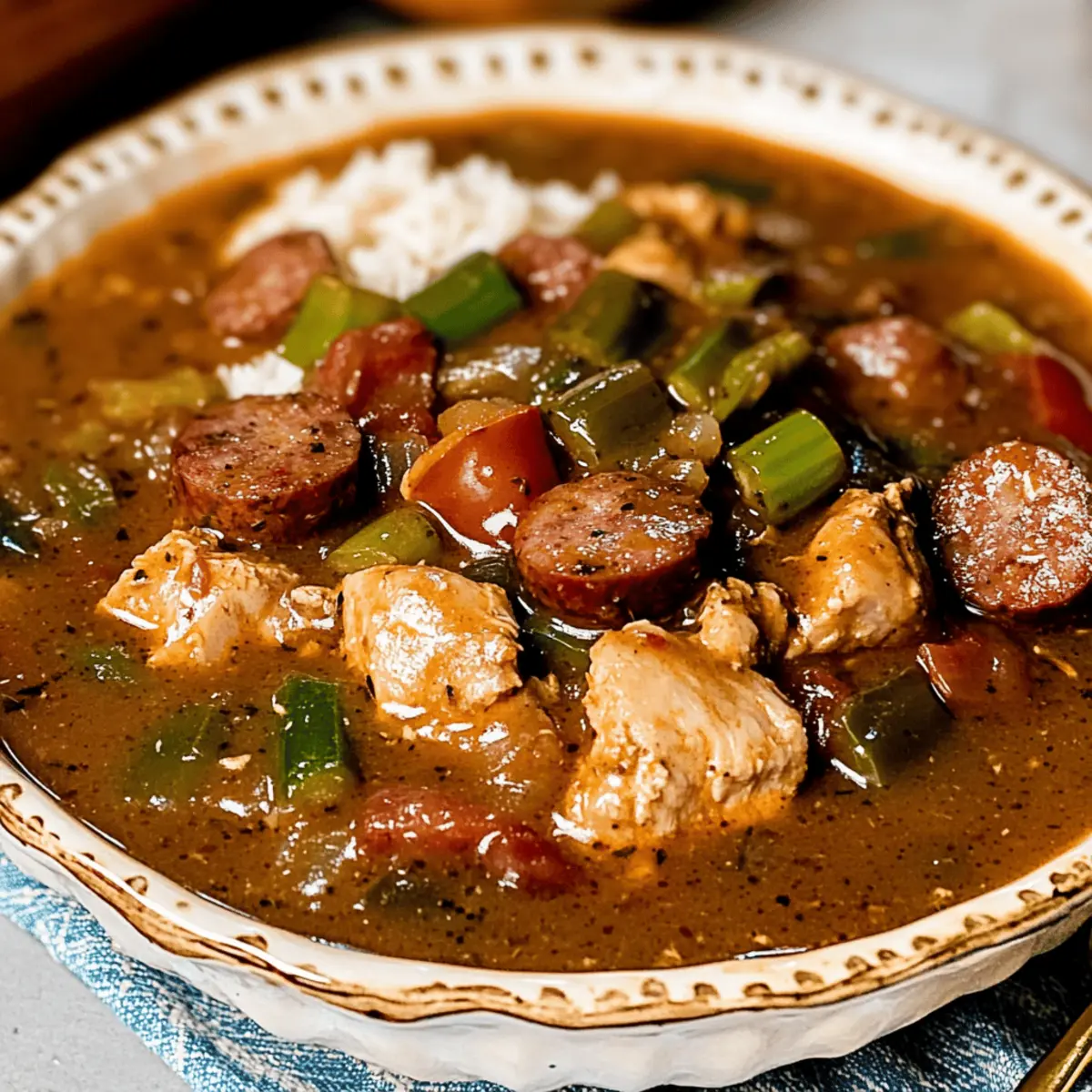 Orleans Cajun Chicken Andouille Sausage Gumbo a9spjn