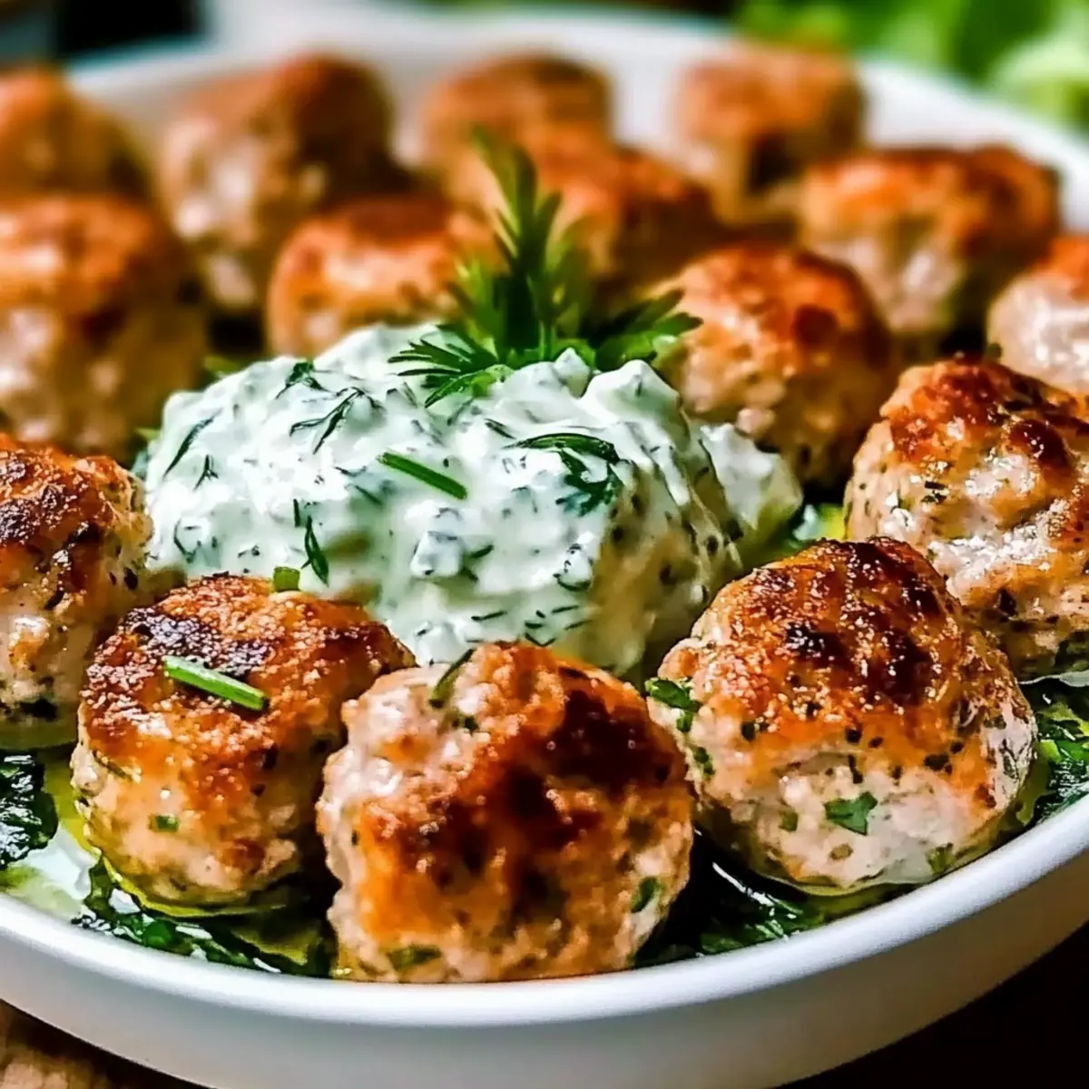 Greek Chicken Meatballs with Tzatziki Sauce