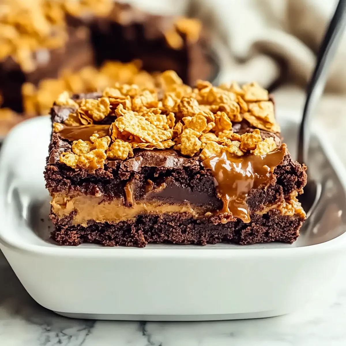 Quick Caramel Cornflake Brownies
